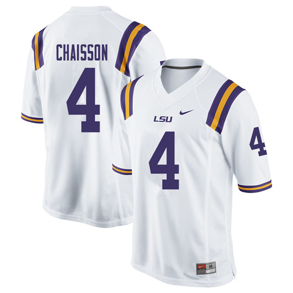Men #4 K'Lavon Chaisson LSU Tigers College Football Jerseys Sale-White